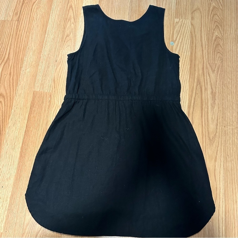 Old Navy Women Petite Large Linen Rayon Blend Drawstring Tank Midi Dress Black - Picture 8 of 8